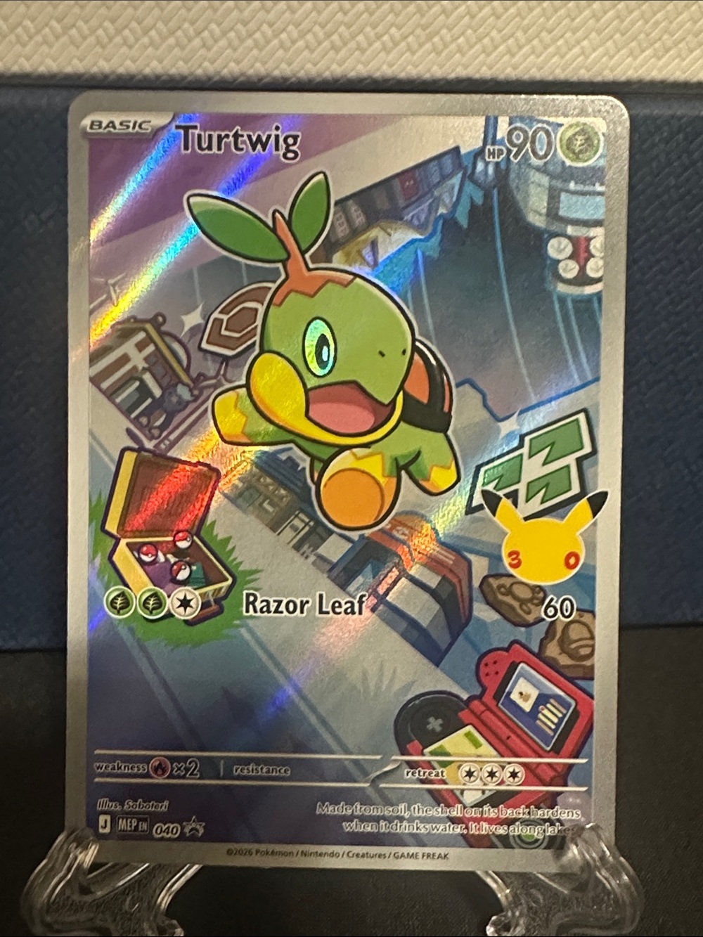 Pokemon Turtwig Holo Foil Card - Green, Yellow, Orange